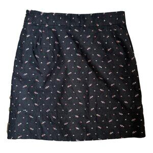 Odille Anthropologie dark gray floral cotton pencil skirt size 14